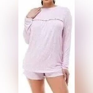 Emerson Road Pink Little Giraffe Long Sleeve Yoke Ruffle Top & Shorts XS NWT